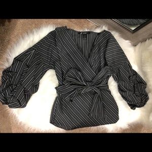 Striped blouse with belt